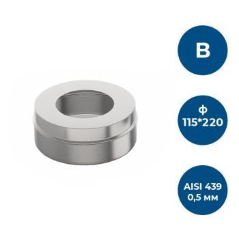 Заглушка с отверстием, ф 115х220, AISI 439/0,5мм, В