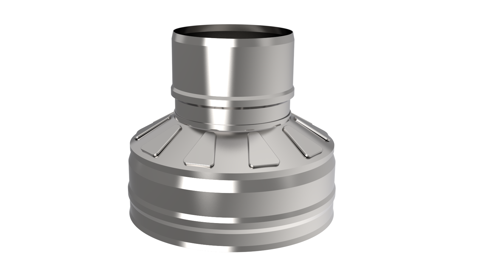 Оголовок-переход ф 130х200, AISI 439/Оц, 1,0мм/0,5мм, (К), тип-2